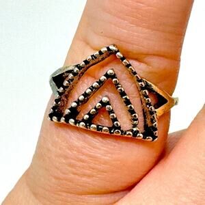 Boho Silver Tone Stackable Triangle Studded Ring NEW